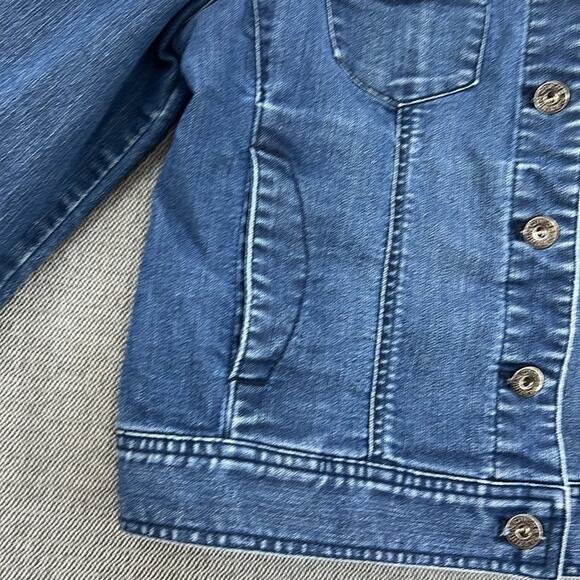 Chico’s Platinum Denim Button Up Blue Jean Jacket Stretch Size 0 (US Small)‎ - Picture 4 of 8